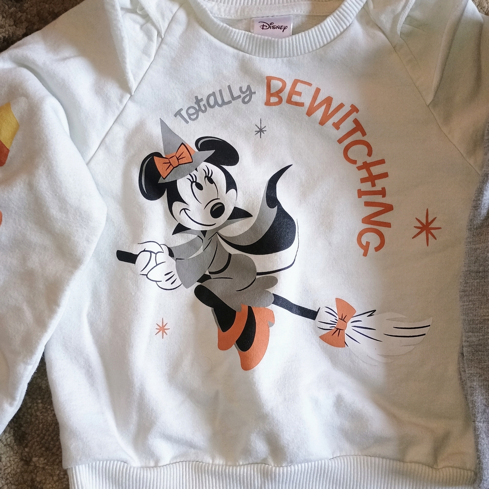 Disney Kids Totally Bewitching Minnie Mouse White and Orange Sweatshirt